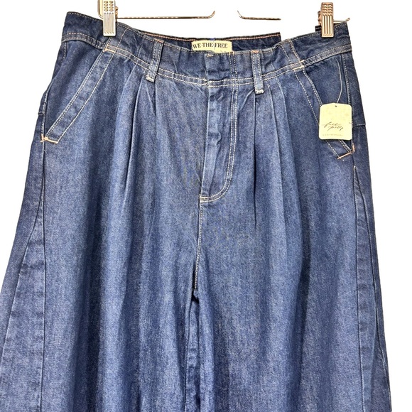 NWT Free People Eqinox wide leg denim Trousers baggy jean pants Size 28 - Picture 5 of 14